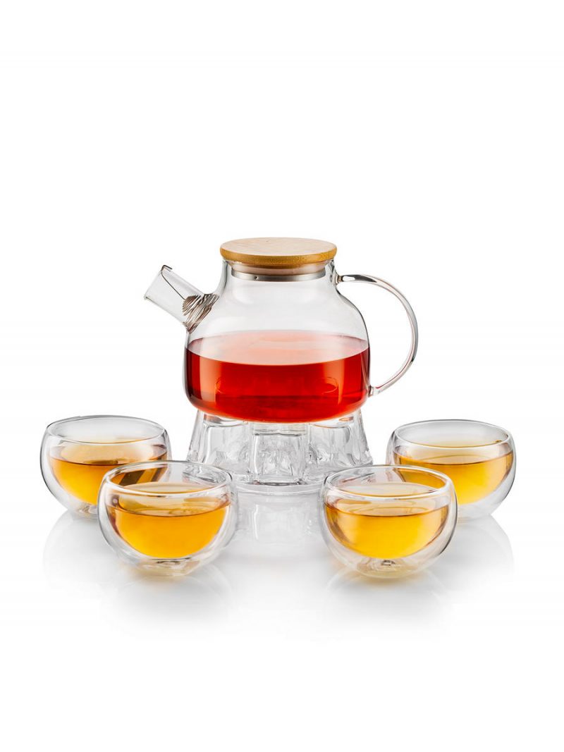 Glass Teapot Four Cups