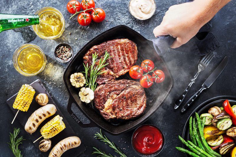 Steaks on Frying Pan