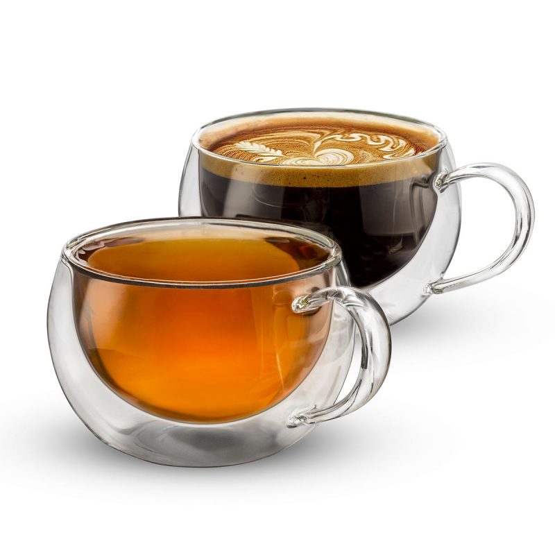 Two Cups with Tea and Coffee